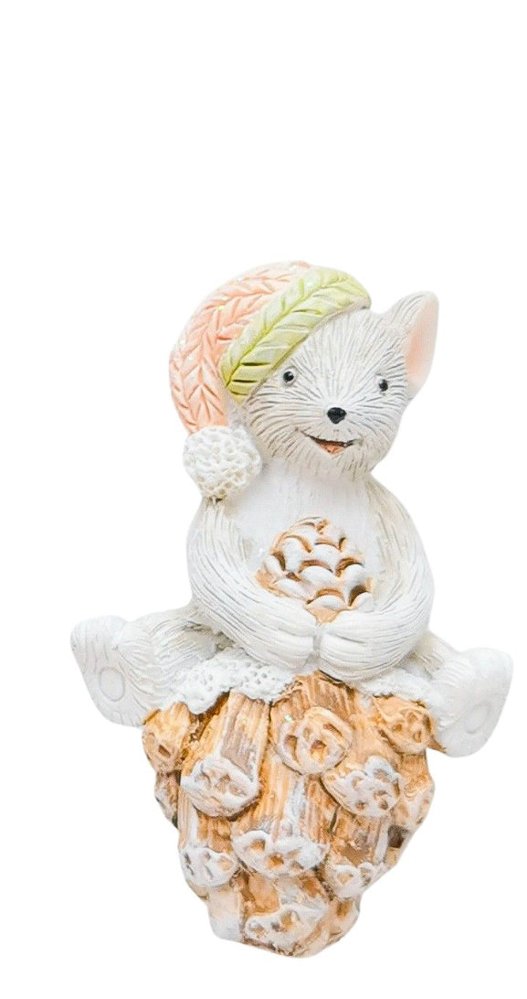 Mice in Joy & Acorn Resin Hanging Decoration