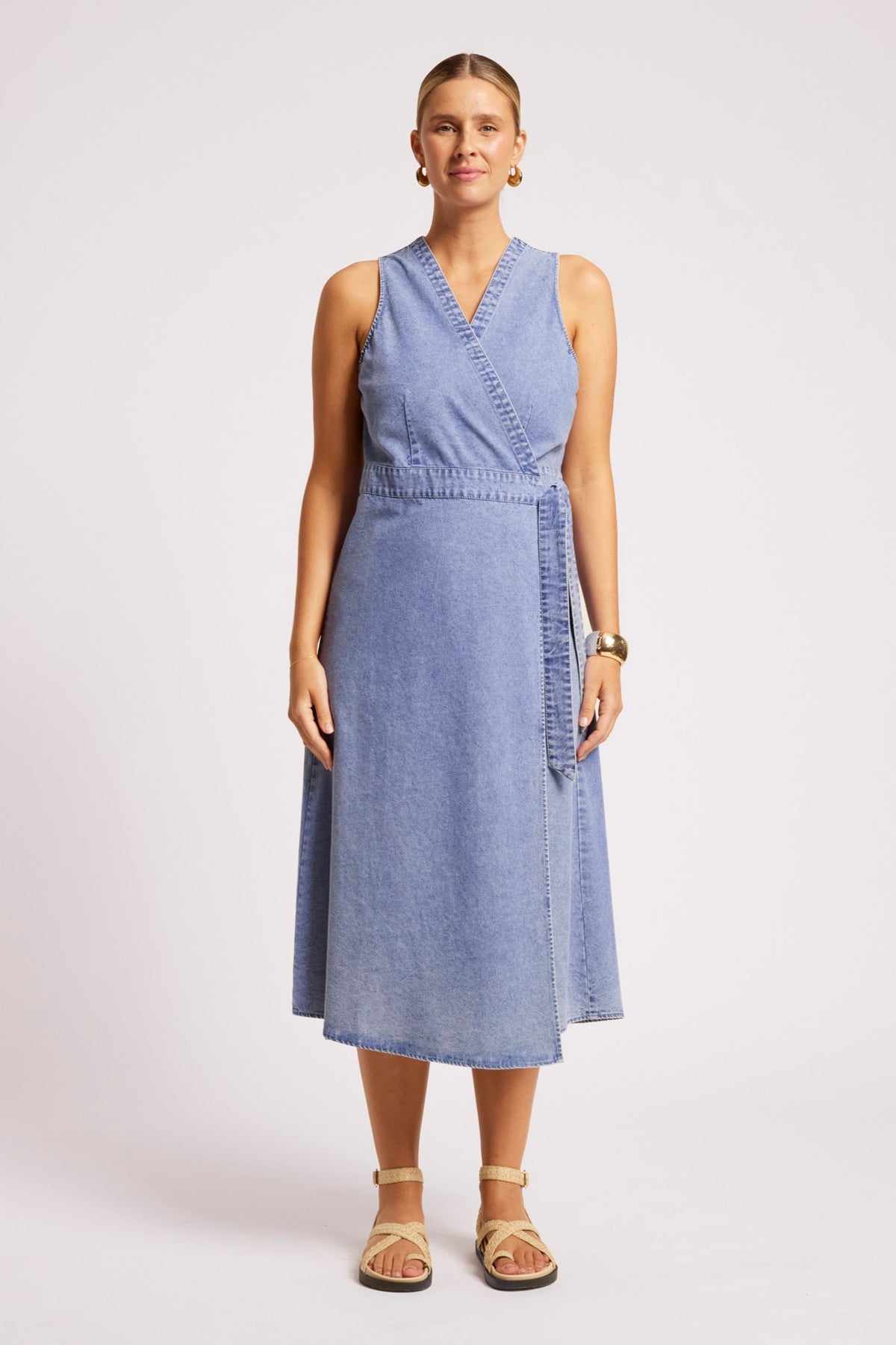 Dusk Denim Wrap Dress