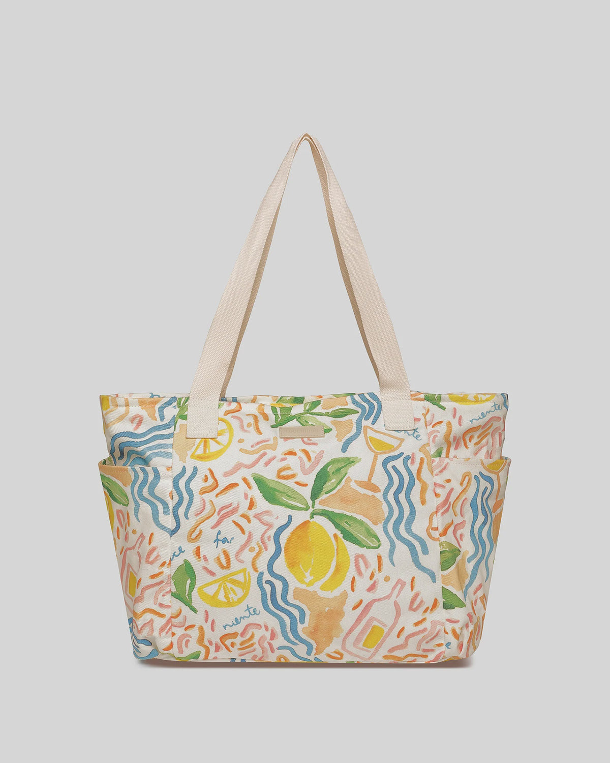 Charlotte Canvas Tote Bag Lemon Print