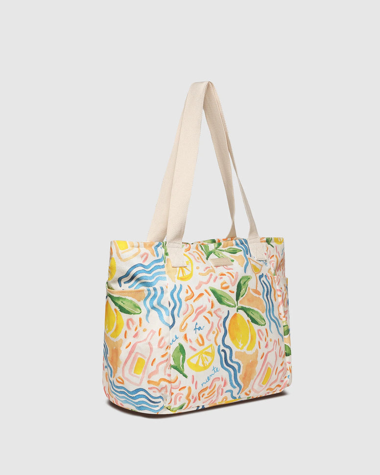 Charlotte Canvas Tote Bag Lemon Print