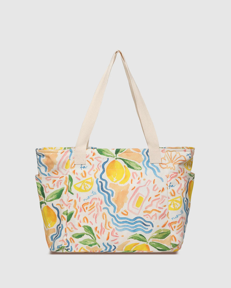 Charlotte Canvas Tote Bag Lemon Print