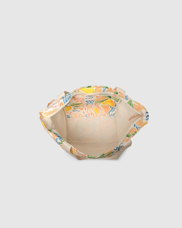 Charlotte Canvas Tote Bag Lemon Print