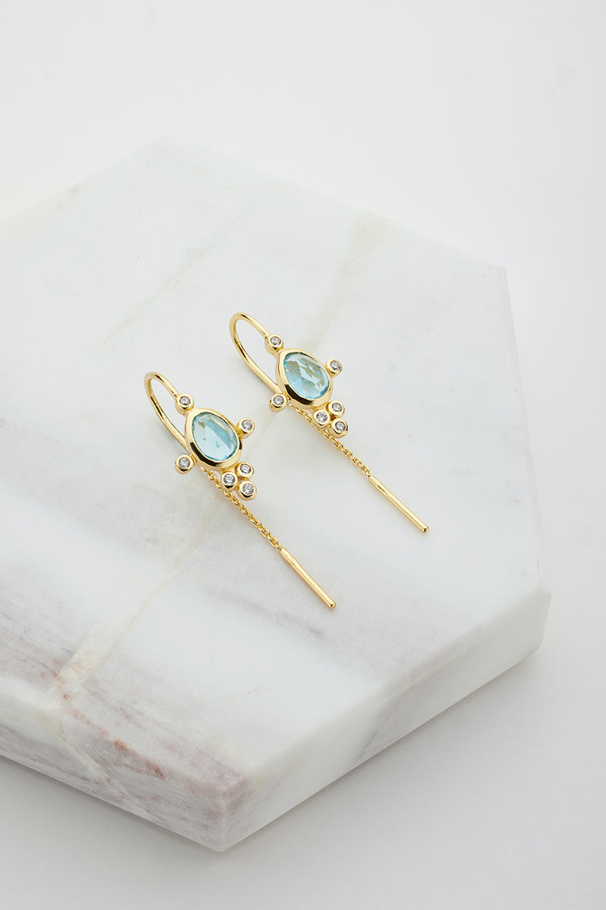 Gabi Thread Earring Blue Topaz