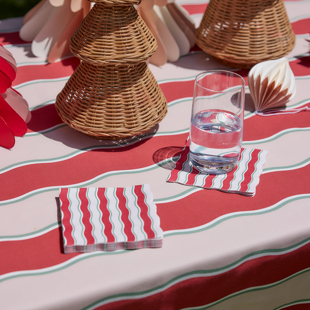 Kit Wavy Red/Pink Cocktail Paper Napkin 20Pc