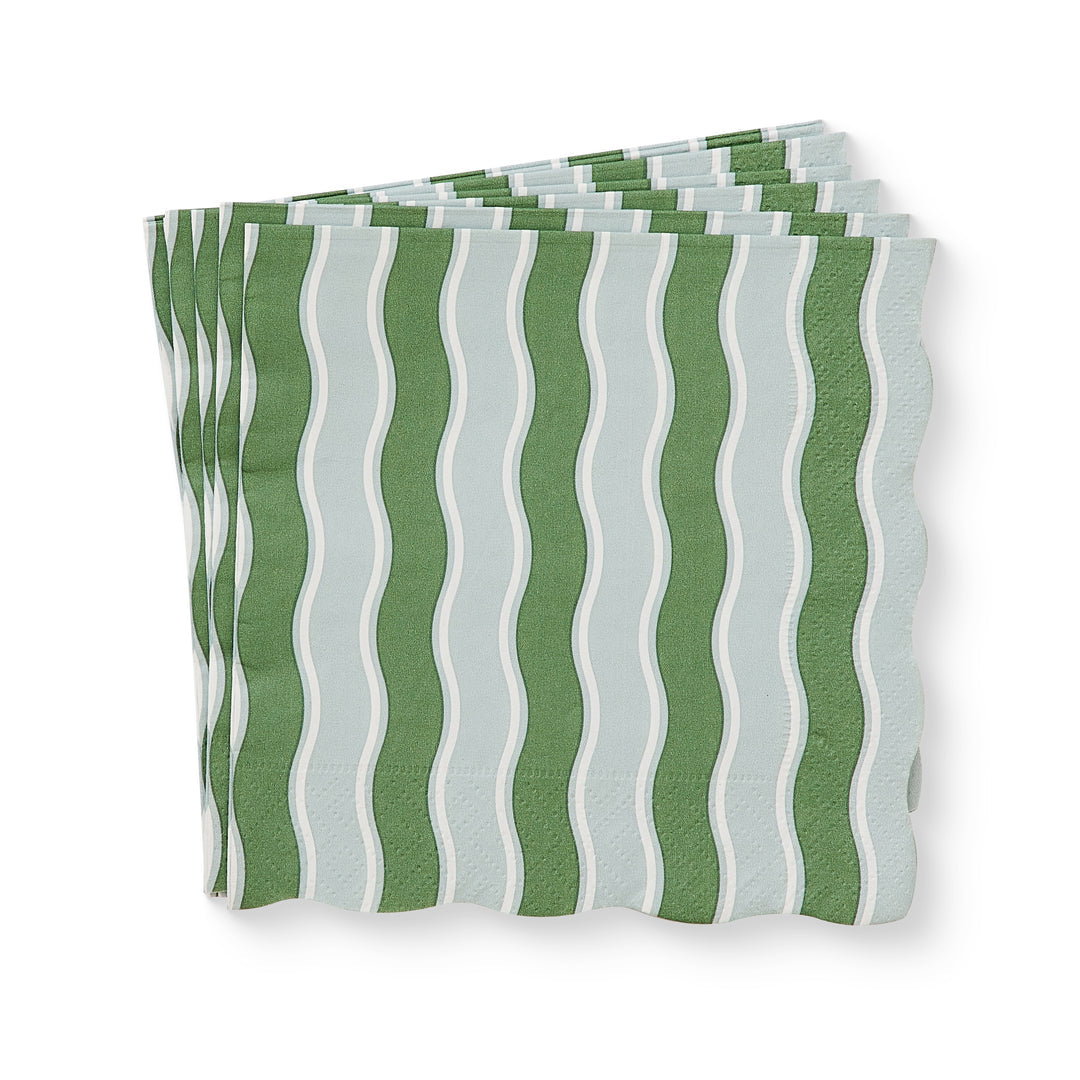 Kit Wavy Dark Green/Light Green Cocktail Paper Napkin 20Pc