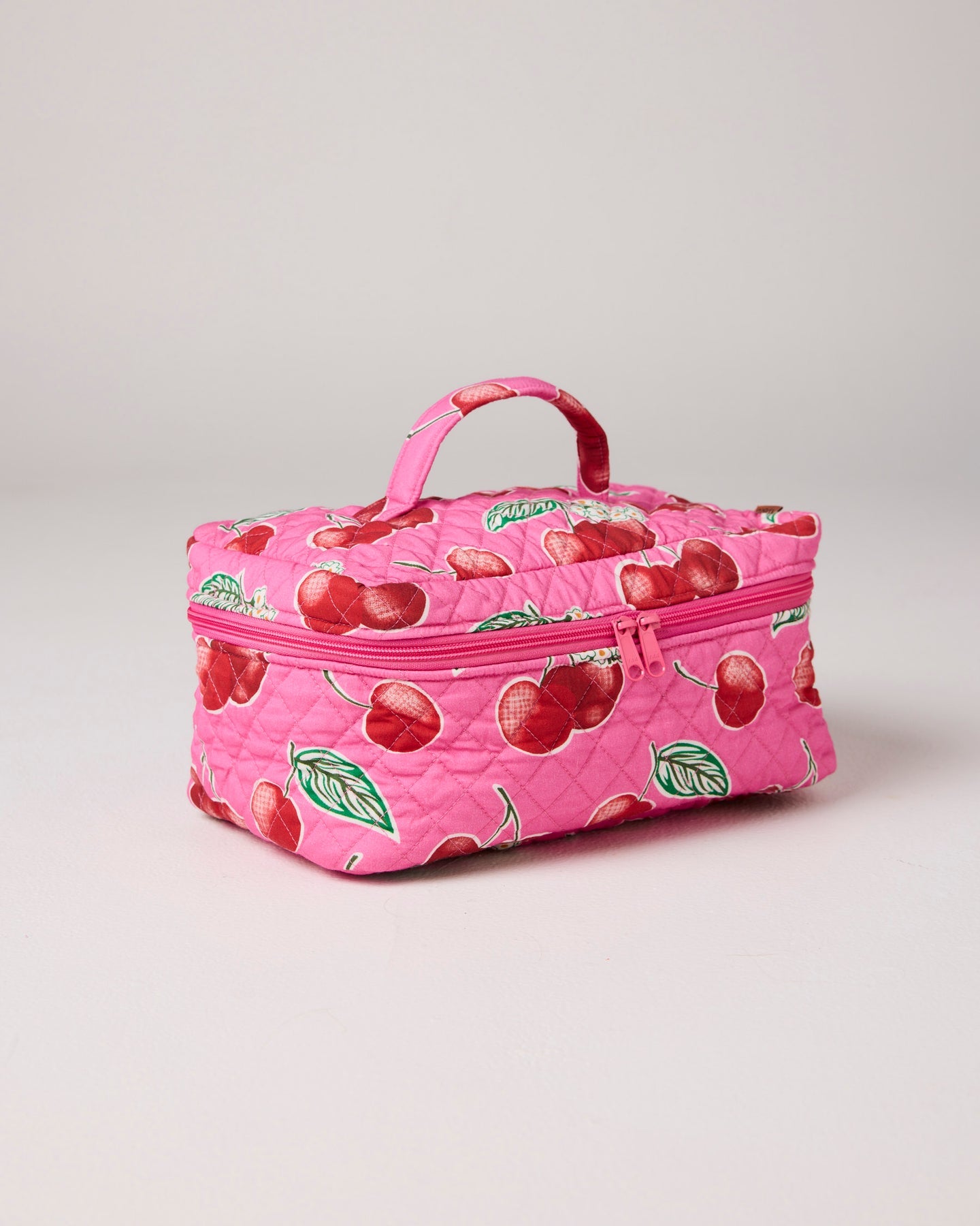 Cherry Blossom Qulited Cotton Toiletry Case
