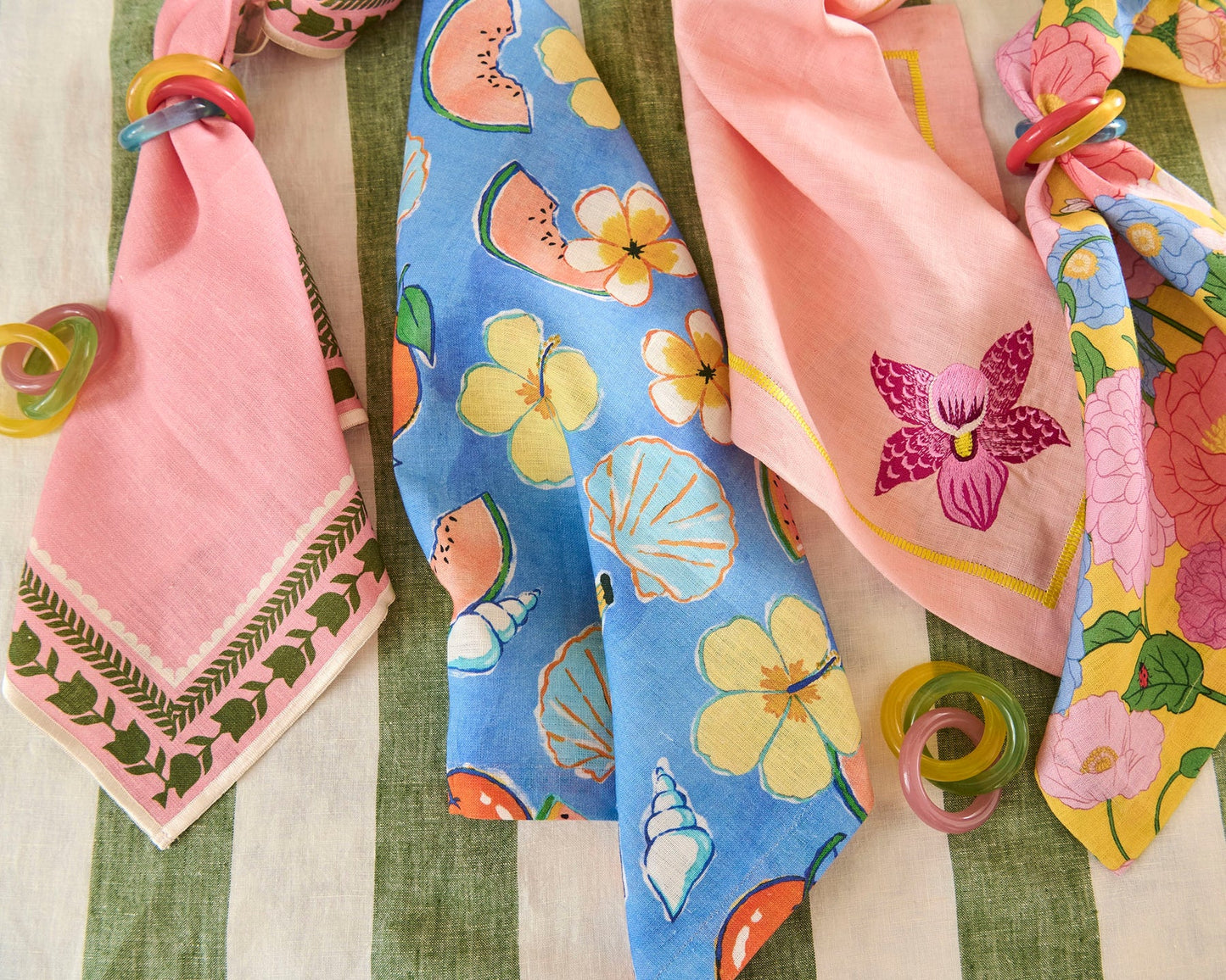 Flower Chain Embroidered 4P Napkin Set
