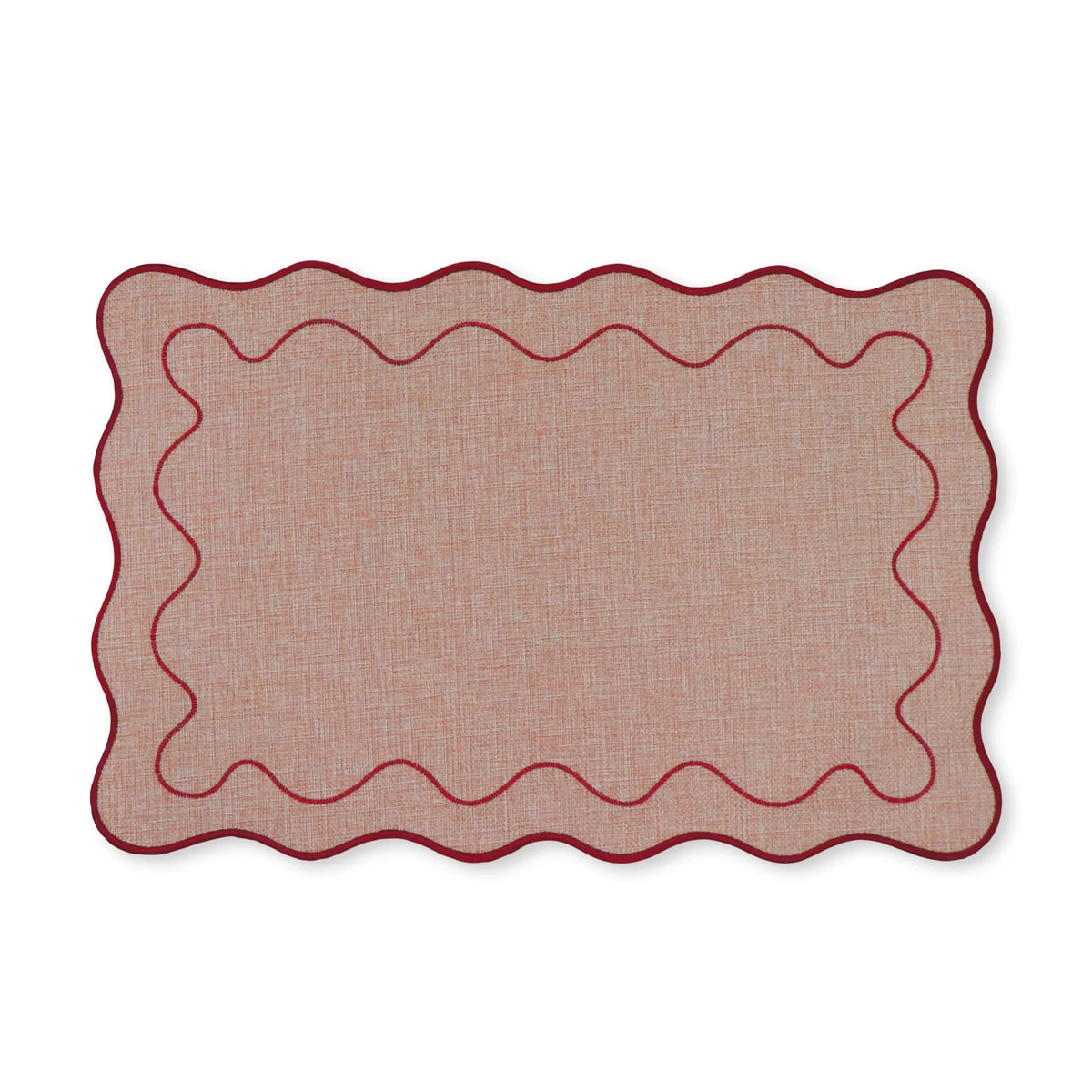 Claudia Scalloped Red Rectangular Placemat