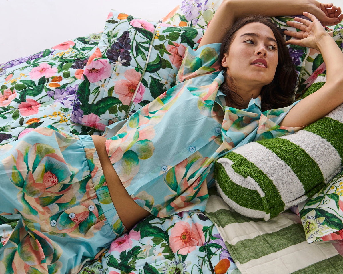 Spring In The Air Reversible Linen Quilted Pillowcases 2P Std Set