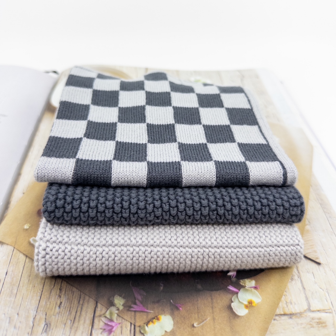 Dishcloth Variety 3pk - Graphite Lunar Chequer