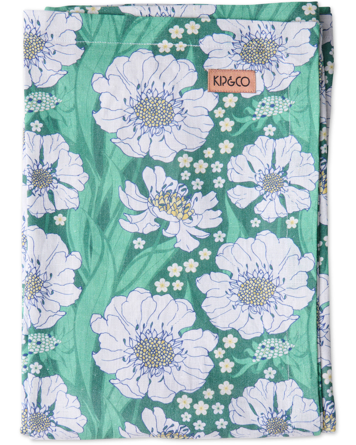 Tumbling Flowers Green Linen Tablecloth - Kip&Co