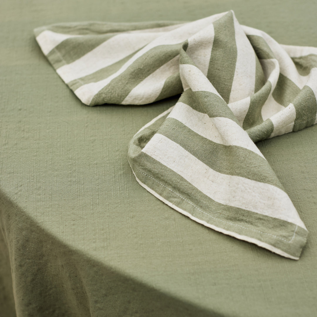 Estelle Green Stripe Napkin Set/4