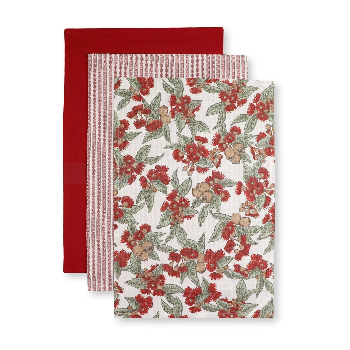 Natalie Red Tea Towel Pack/3