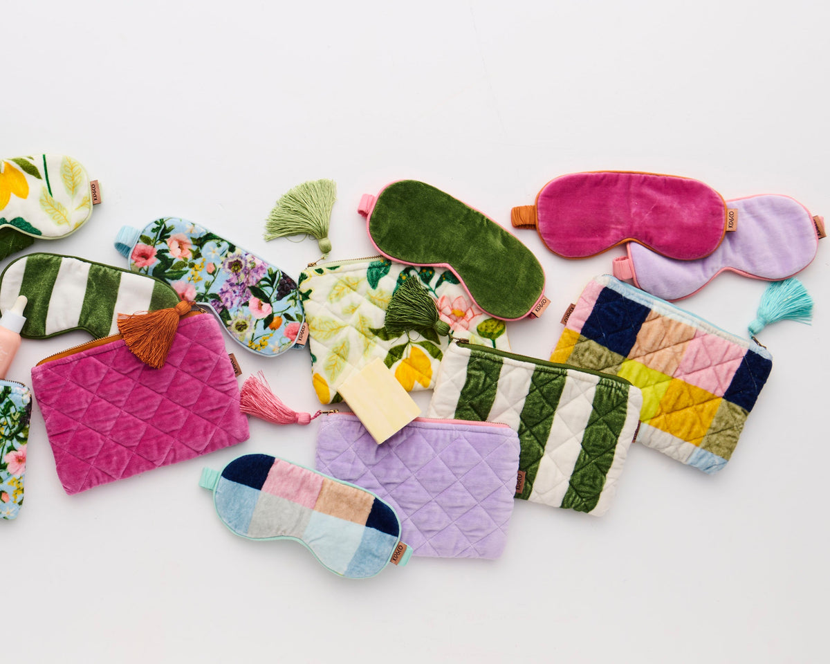 Moss Stripe Velvet Cosmetics Purse