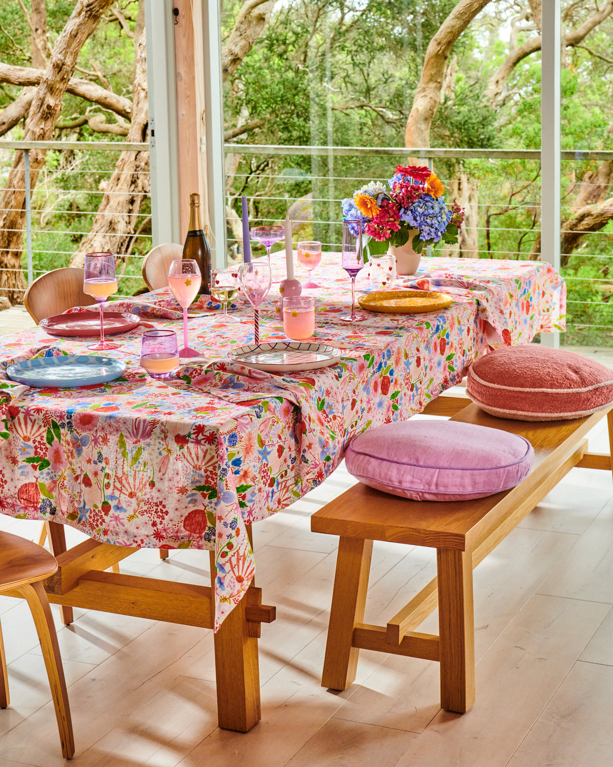 Meandering Meadow Rectangular Linen Tablecloth - Kip&Co