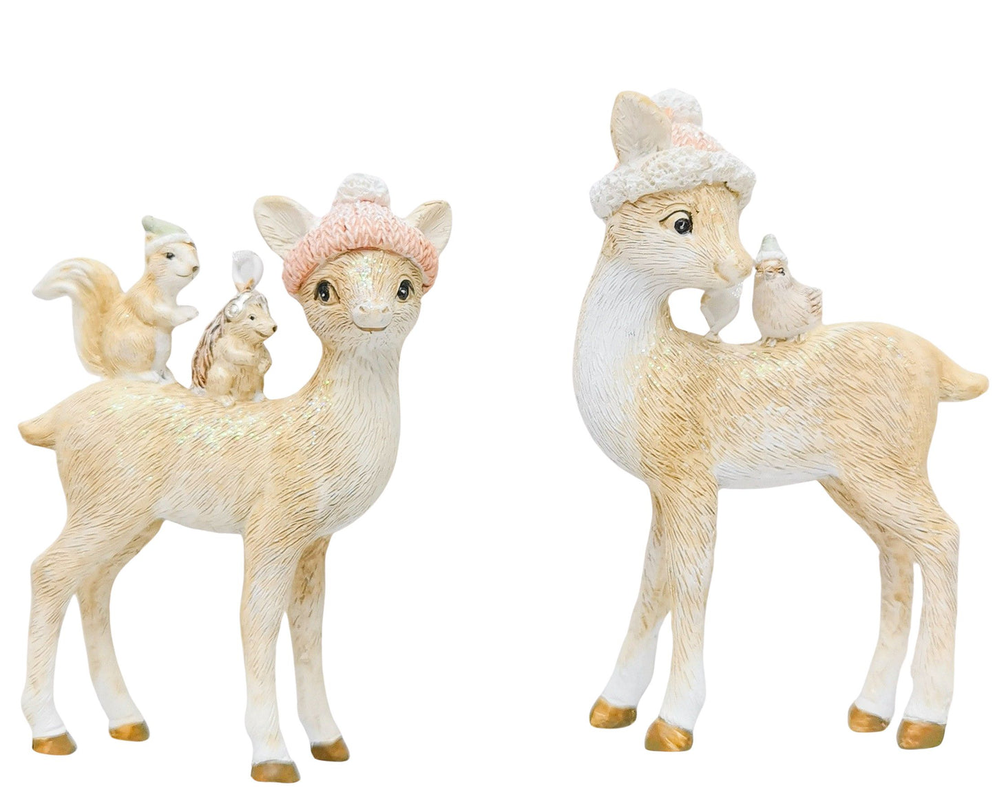 Deer & friends Resin Hanging Natural & Pink Decoration