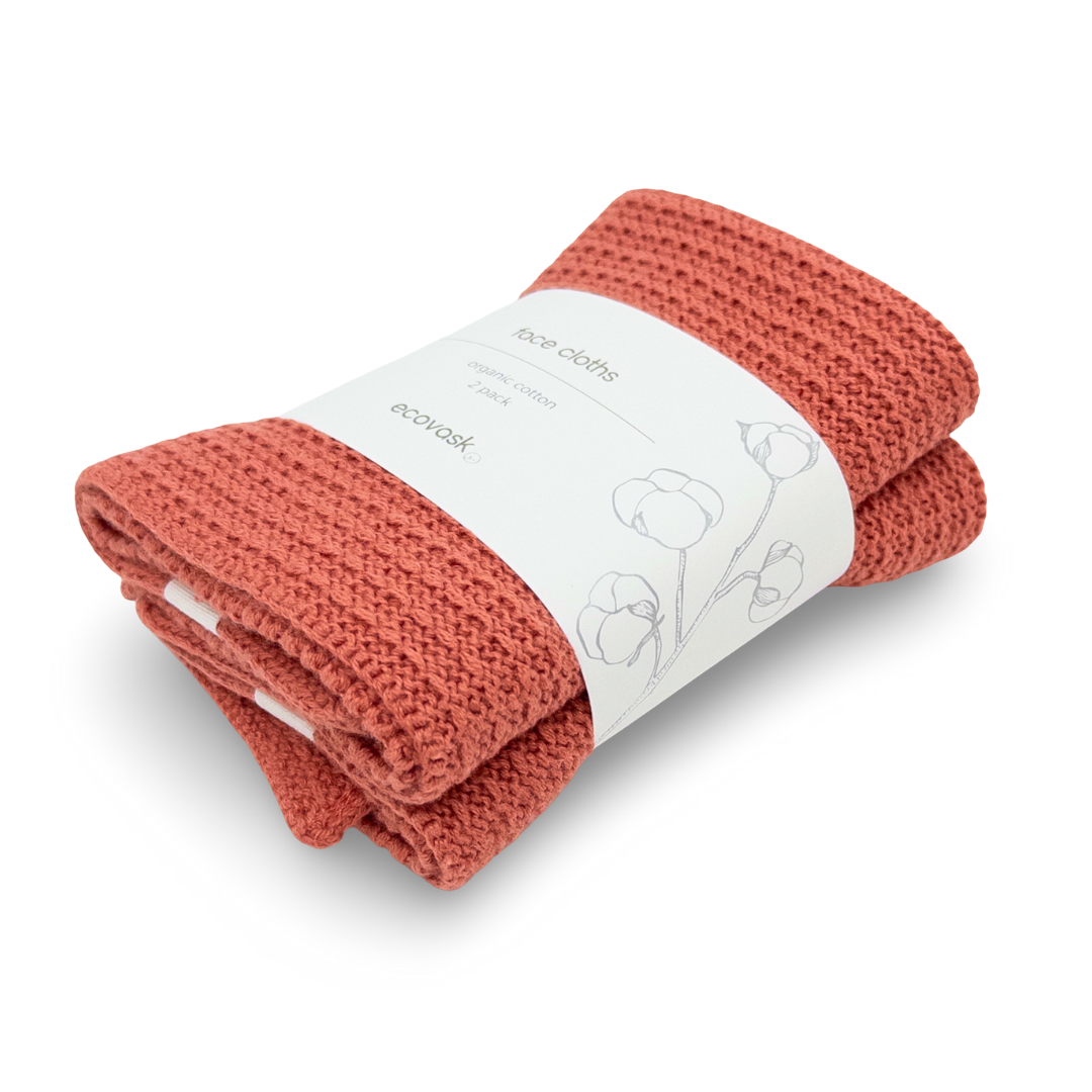 Face Cloths 2pk - Coral