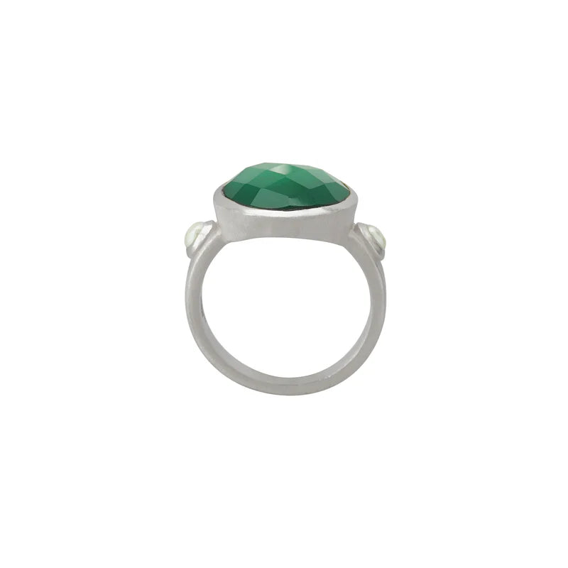 Wandering Soul Green Onyx & Pearl Ring - Murkani