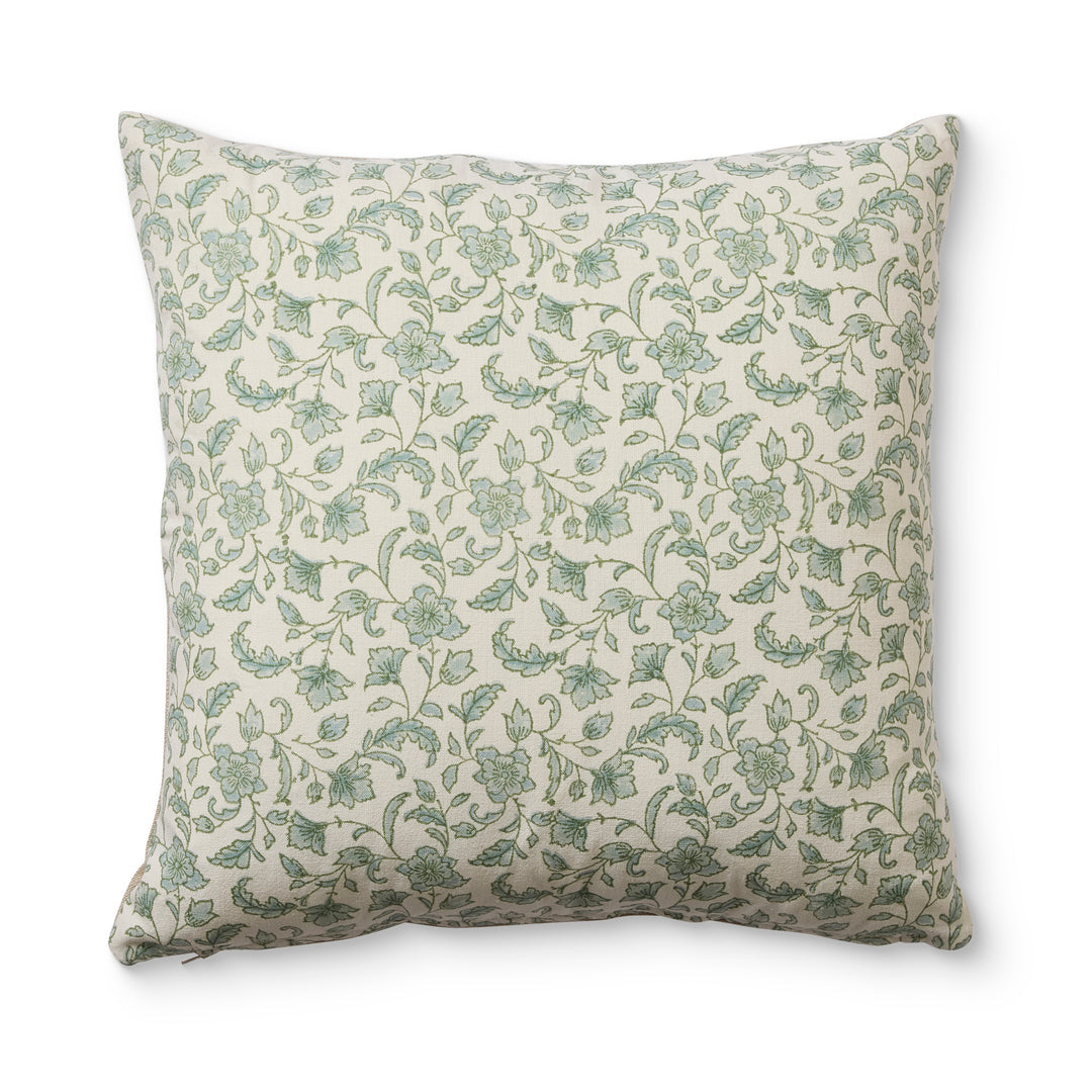 Floriana Seafoam Block Print Cushion