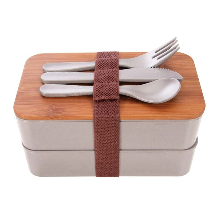 For The Earth Wheat Straw Bento Box With Cutlery