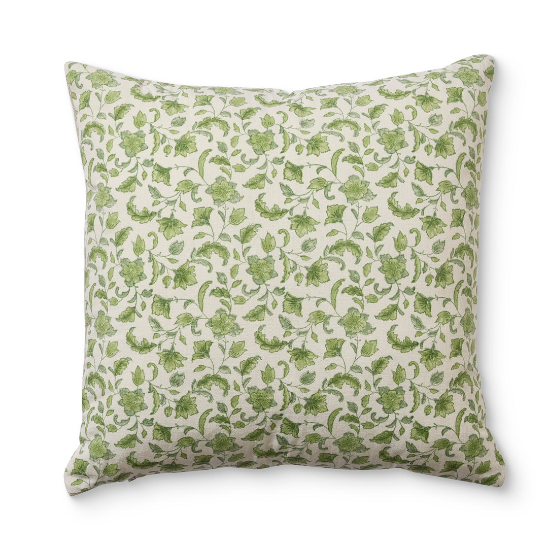 Floriana Green Block Print Cushion