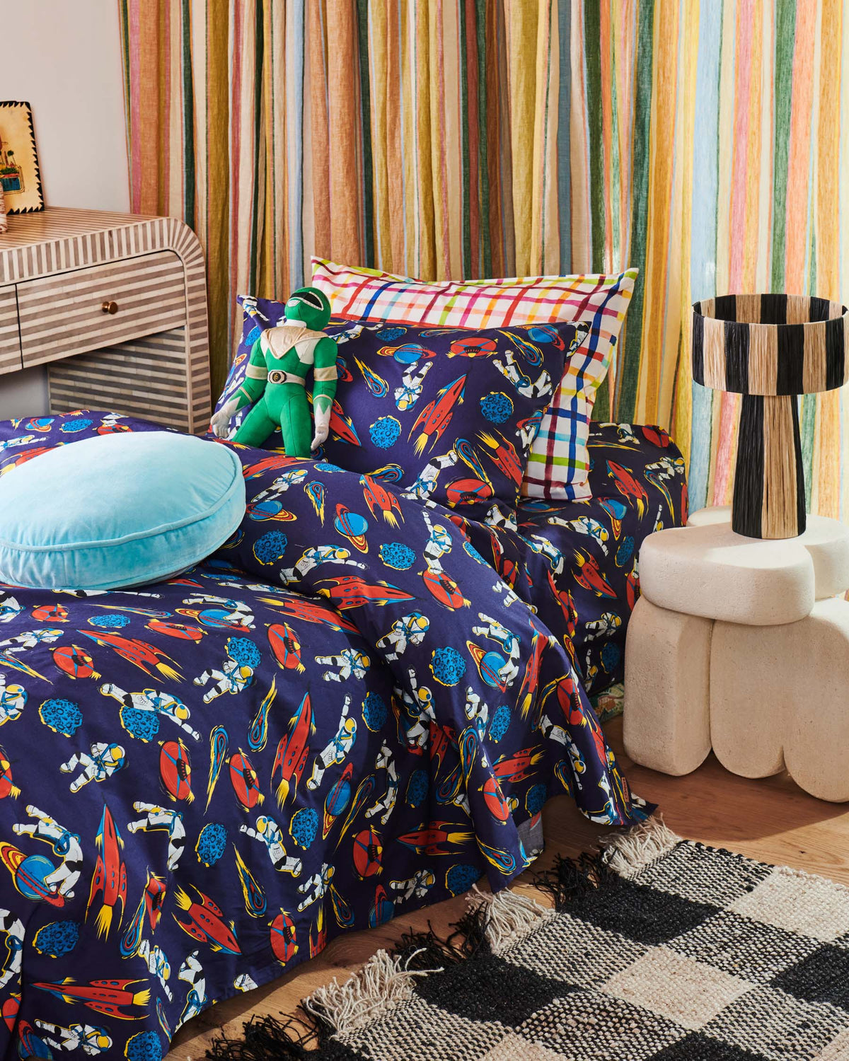 Black & White Gingham Jute Floor Mat