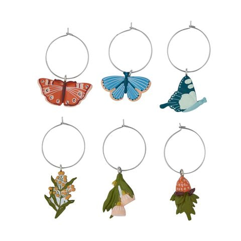 Nancybird Set/6 Resin Wine Charms
