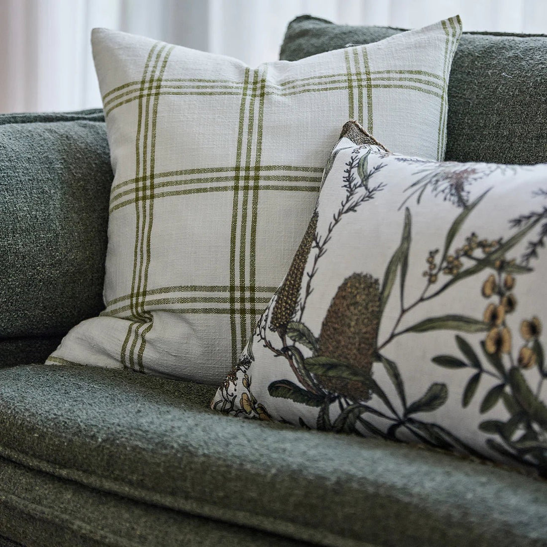 Marsh Green Woven Check Cushion- Madras Link