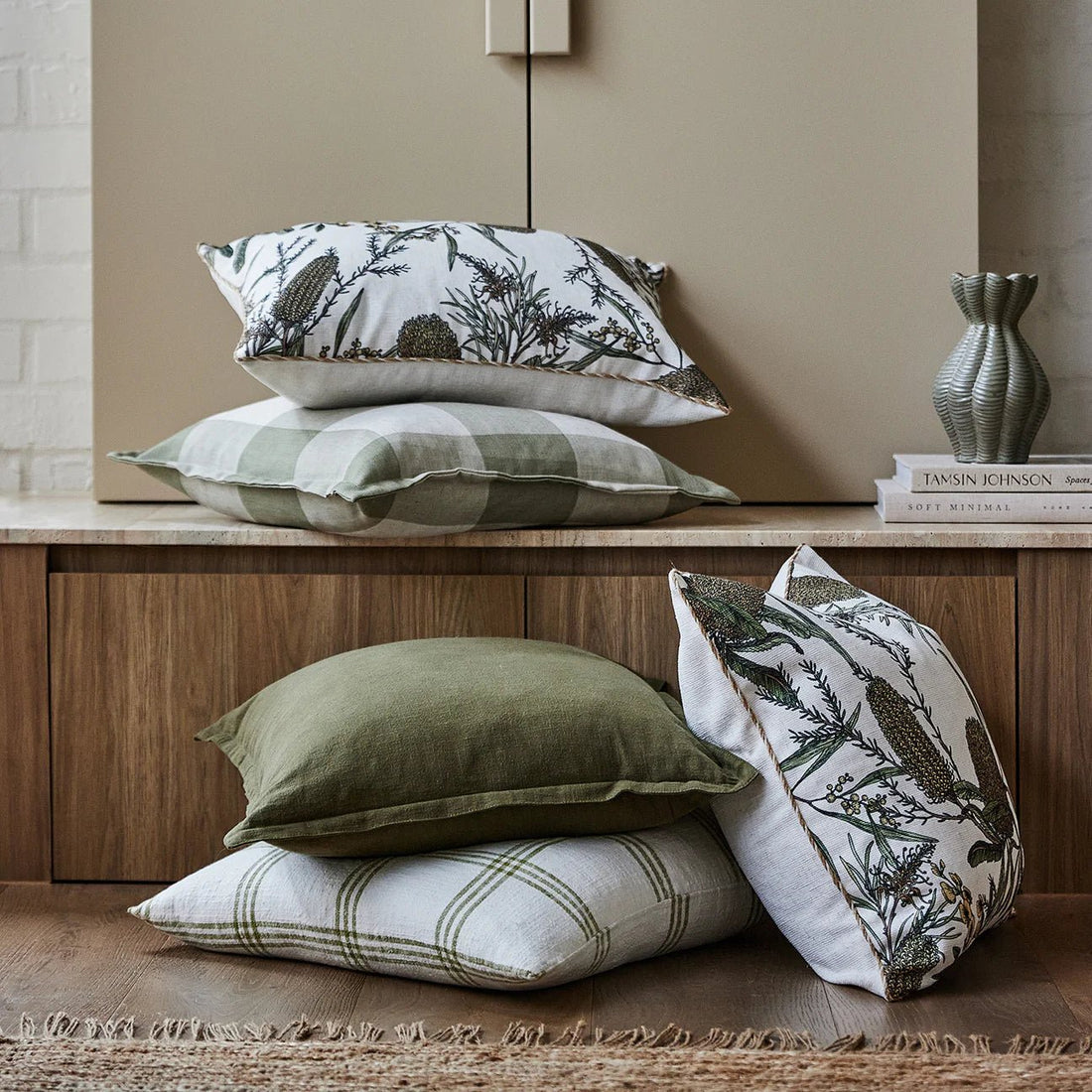Marsh Green Woven Check Cushion- Madras Link