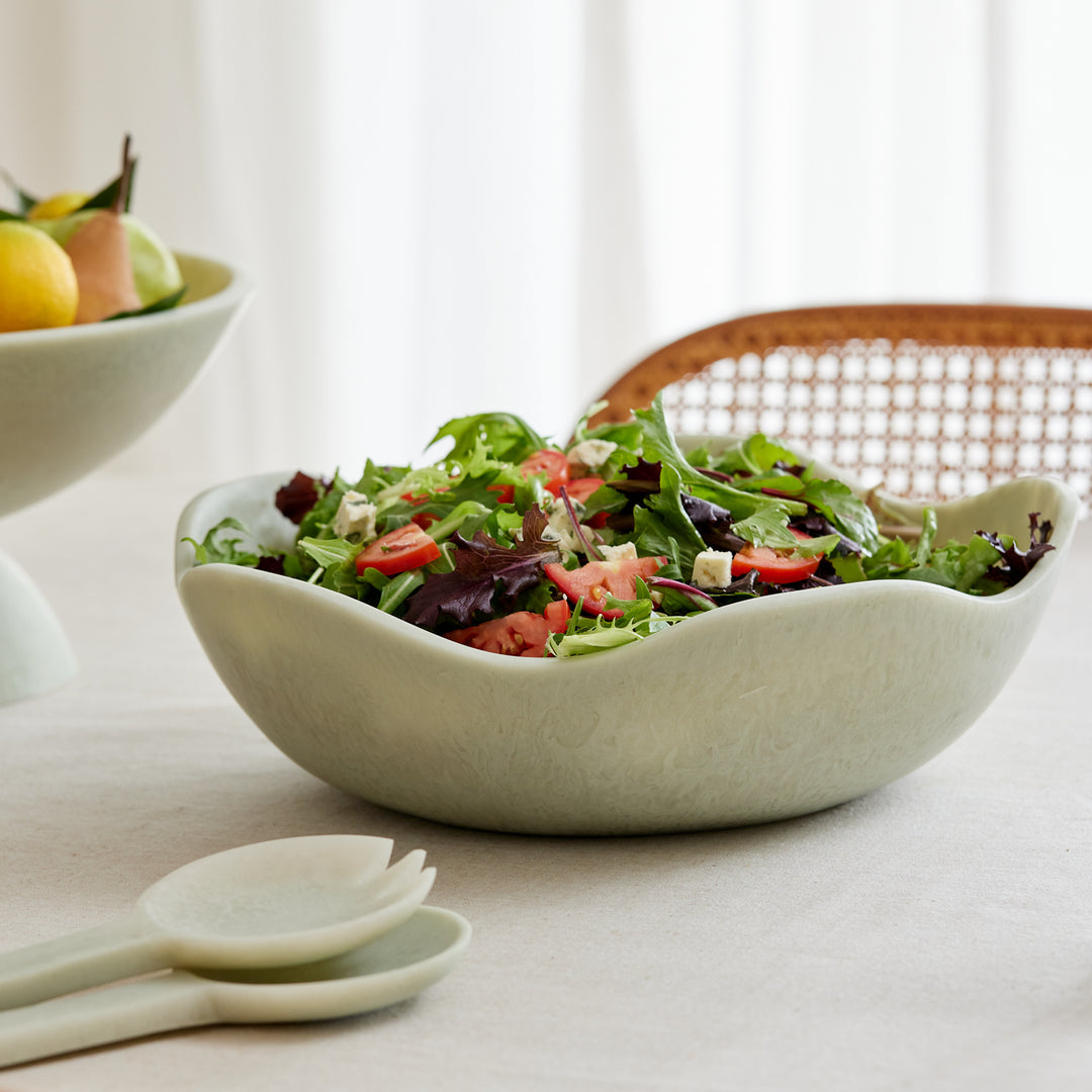 Aries Sage Green Salad Server Set - Madras Link