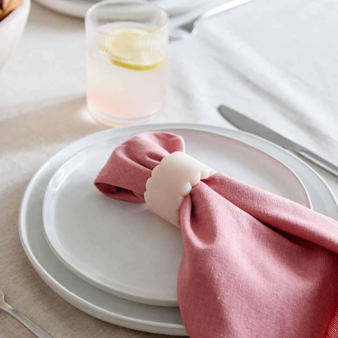 Aries Pink Scallop Napkin Ring Set/4 - Madras Link