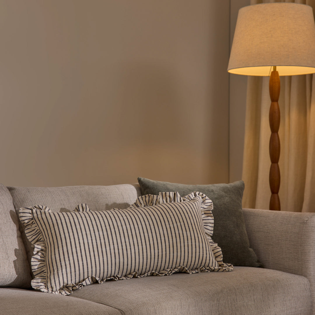 Ruffles Black/Natural Stripe Cushion