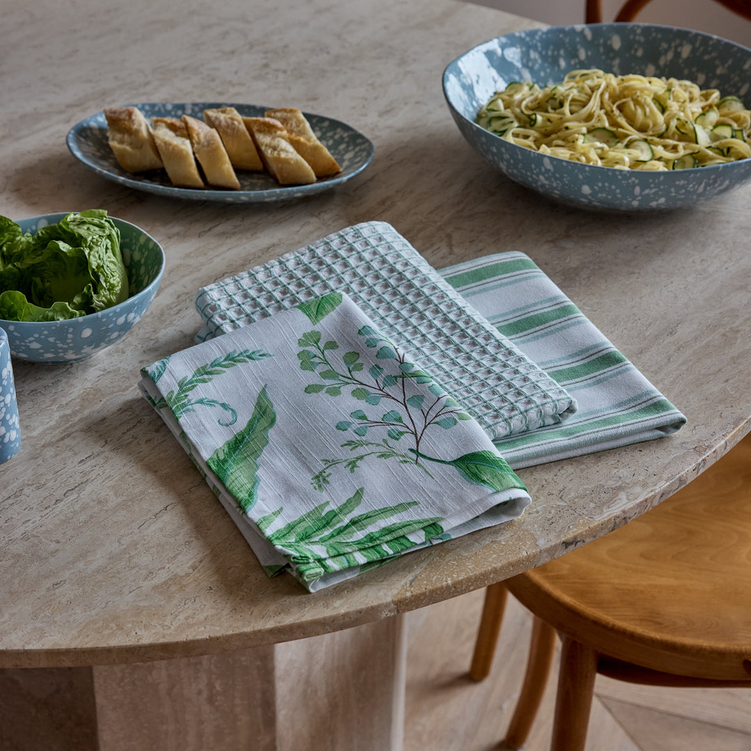 Fern Green/Blue Teatowel Set/3