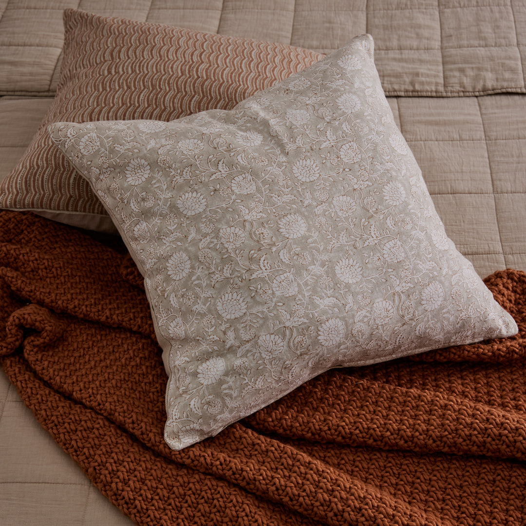 Delilah Neutral Block Print Cushion