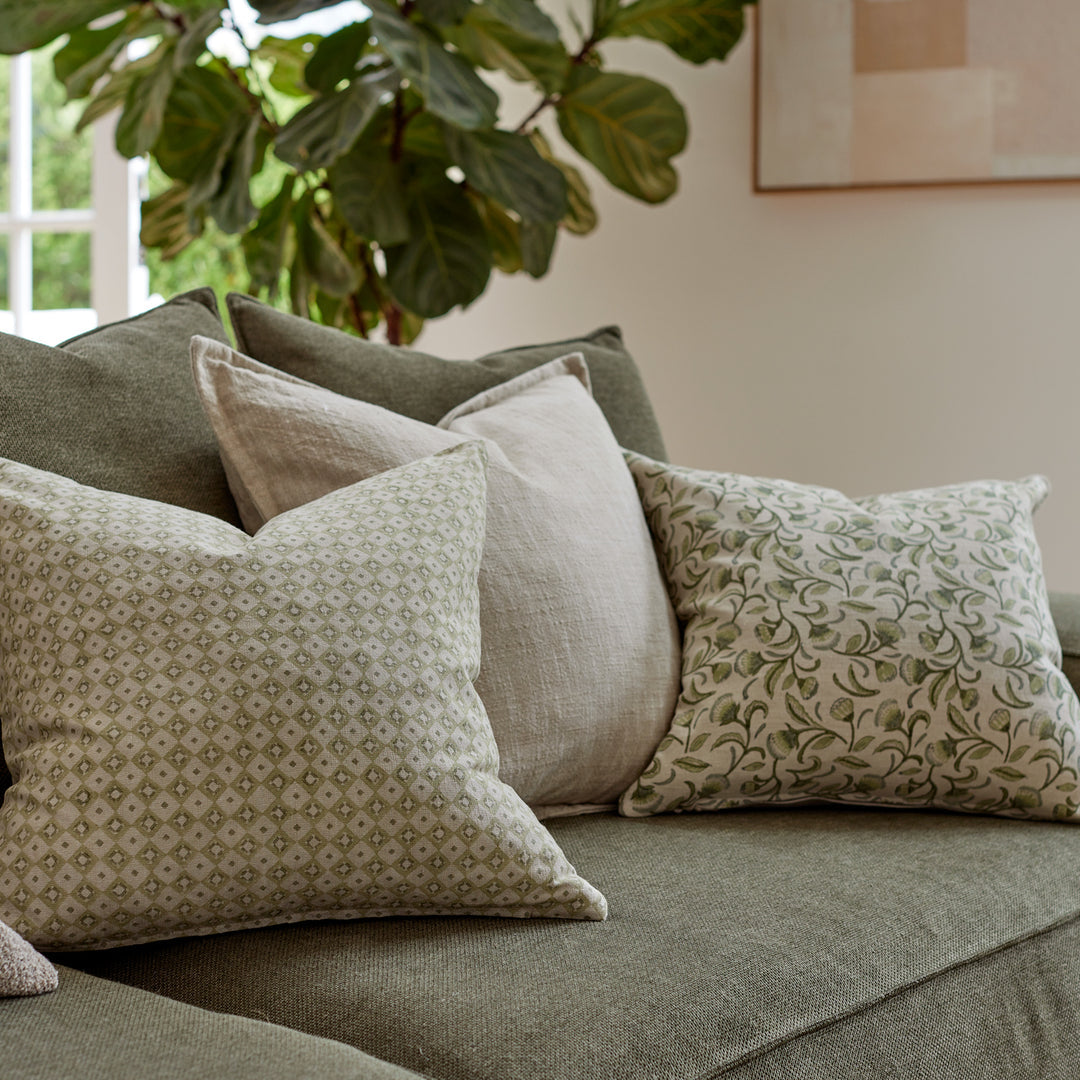 Samira Green Diamond Block Print Cushion