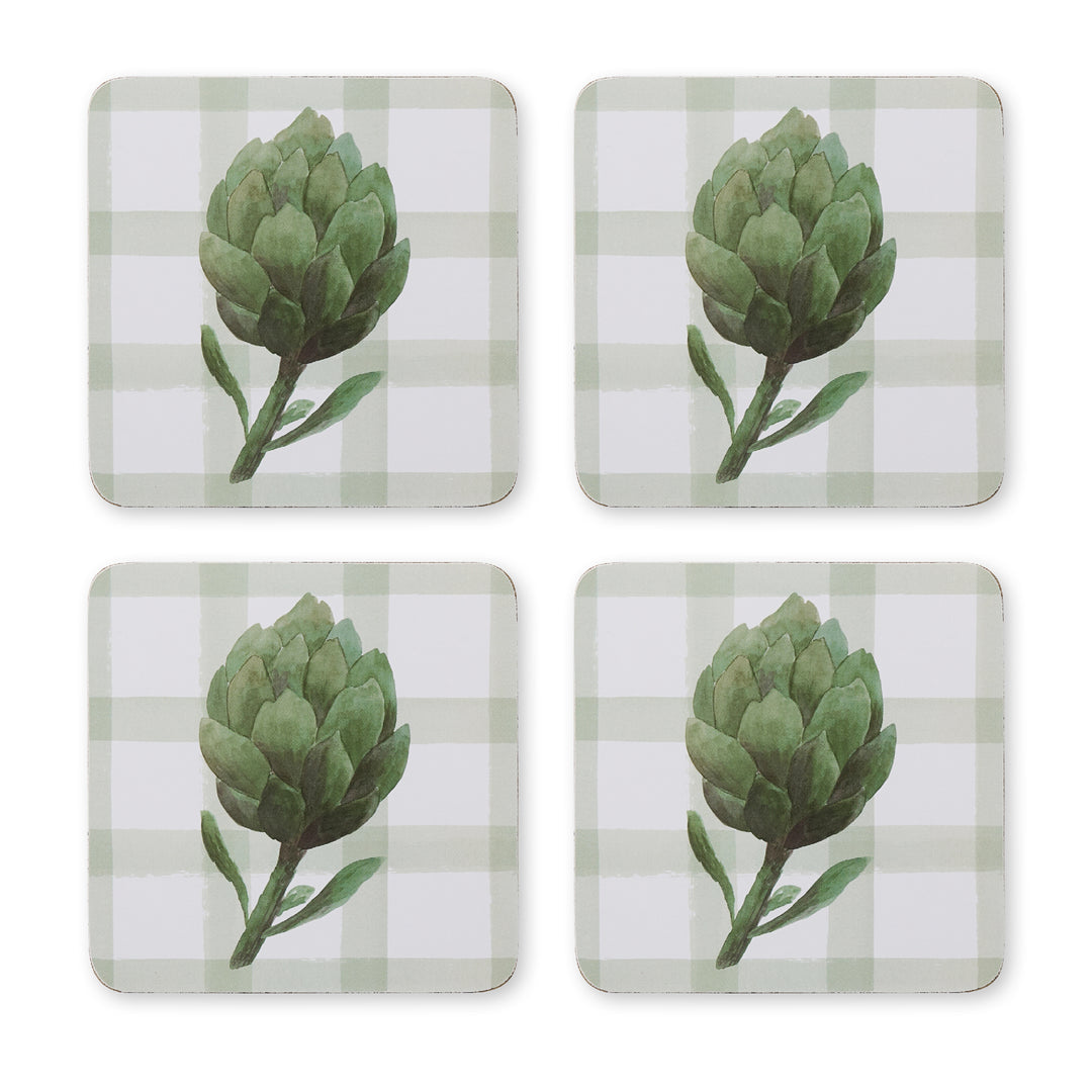 Artichoke Square Hard Coaster Set 4