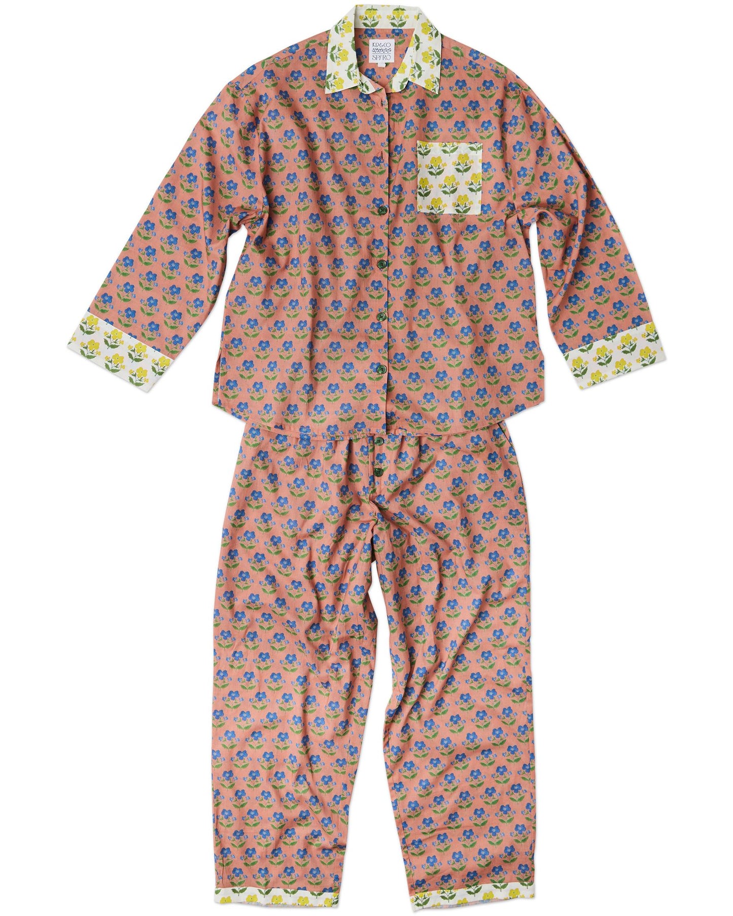 Indian Summer Rose Adult Organic Cotton Long Sleeve Shirt & Pant Pyjama Set