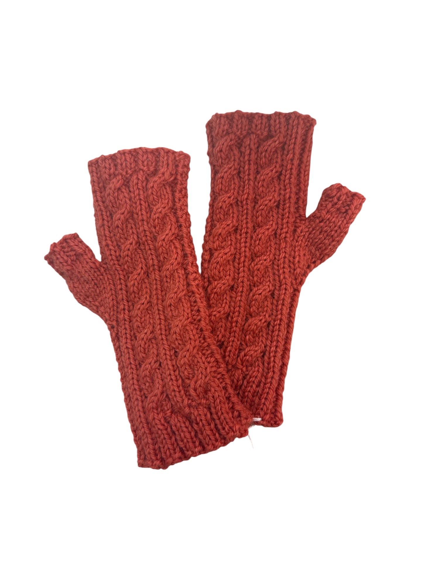 Classic Cable Peach Fingerless Gloves