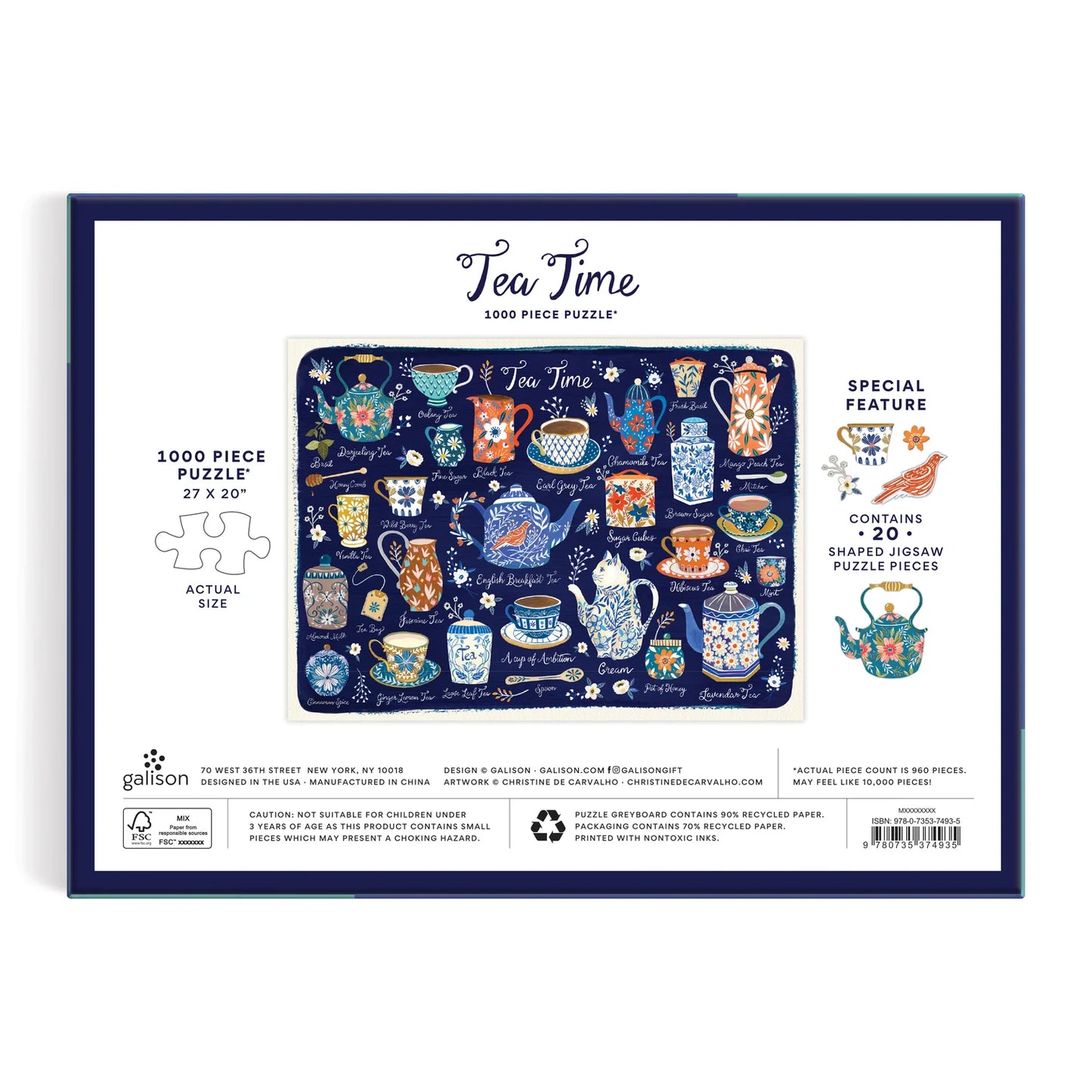 Tea Time Puzzle with Shaped Pieces - 1000pc Multi-Coloured