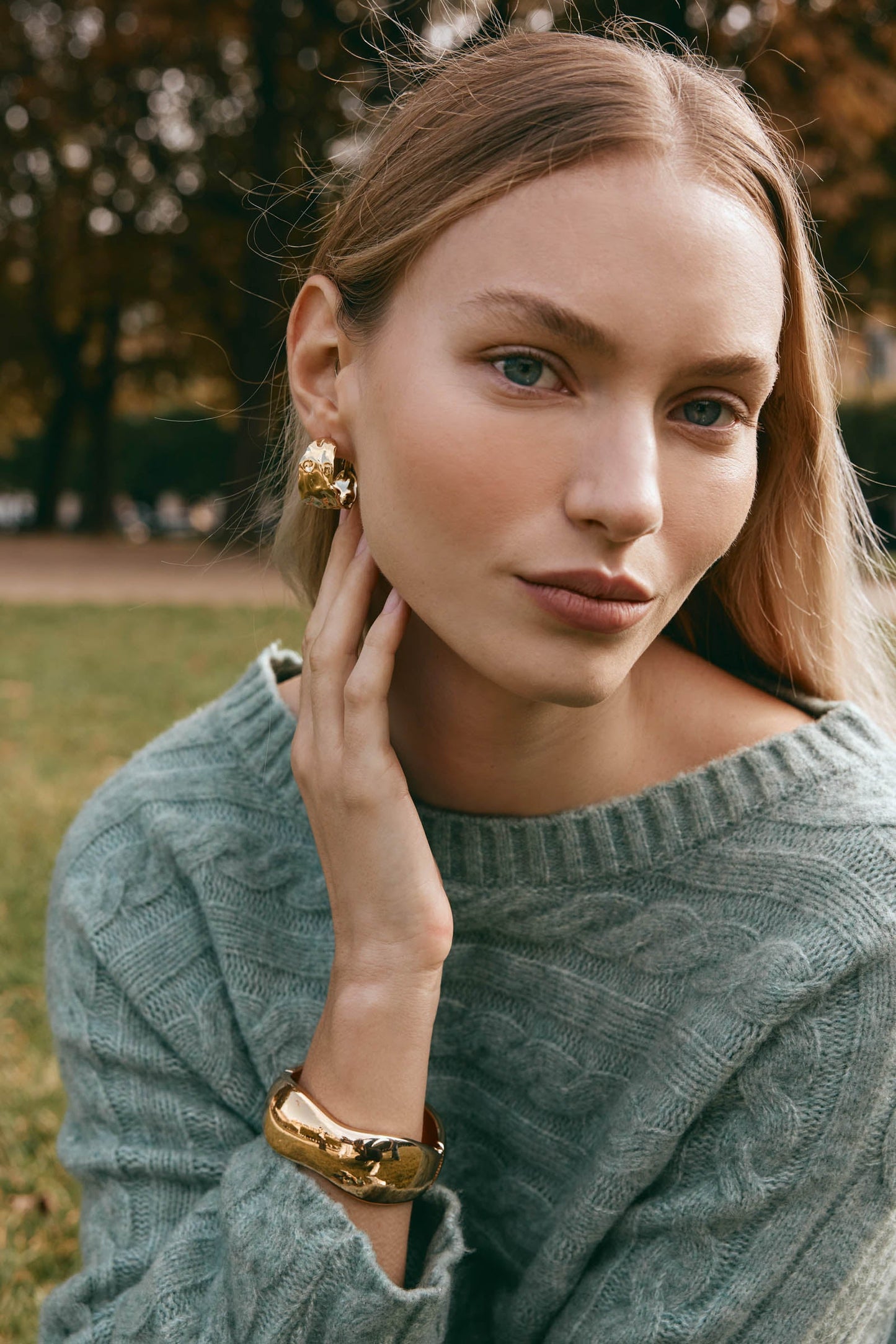 Folie Gold Hoop Earrings - eb&ive