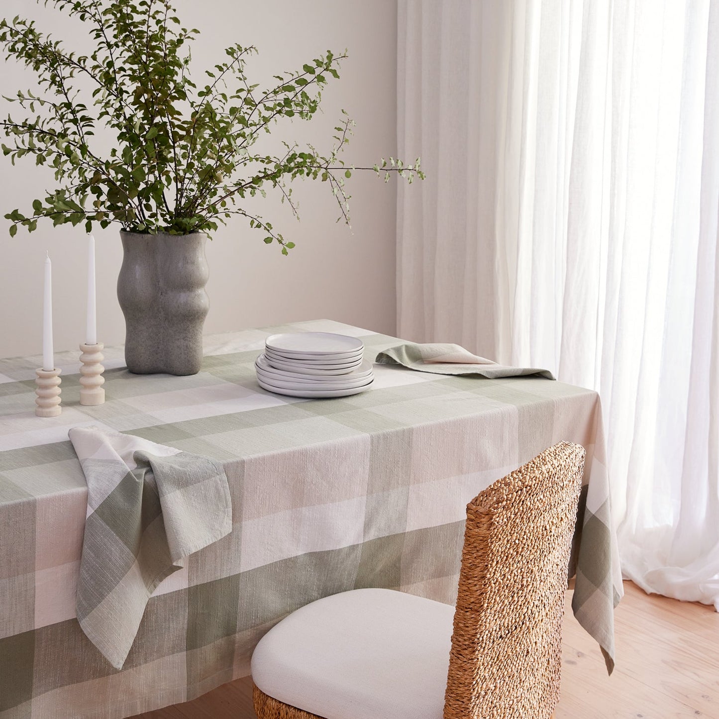 Heidi Check Green Tablecloth - Madras Link