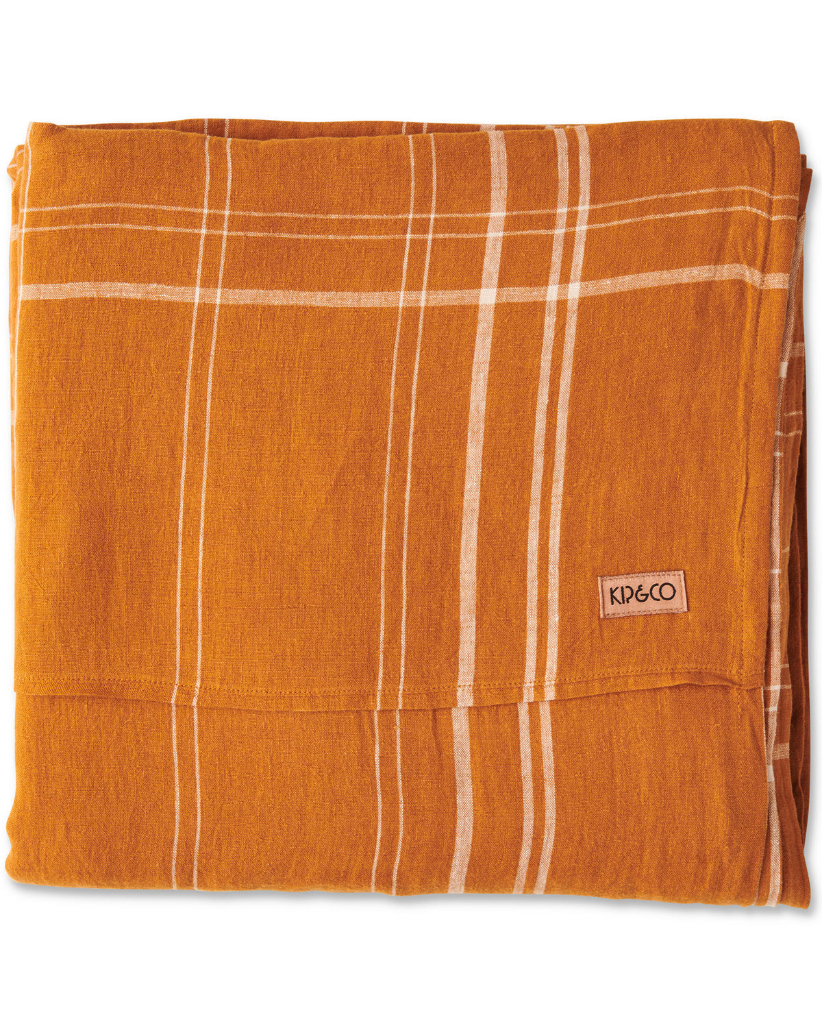 Santa Monica Pecan Tartan Linen Flat Sheet KING - Kip&Co