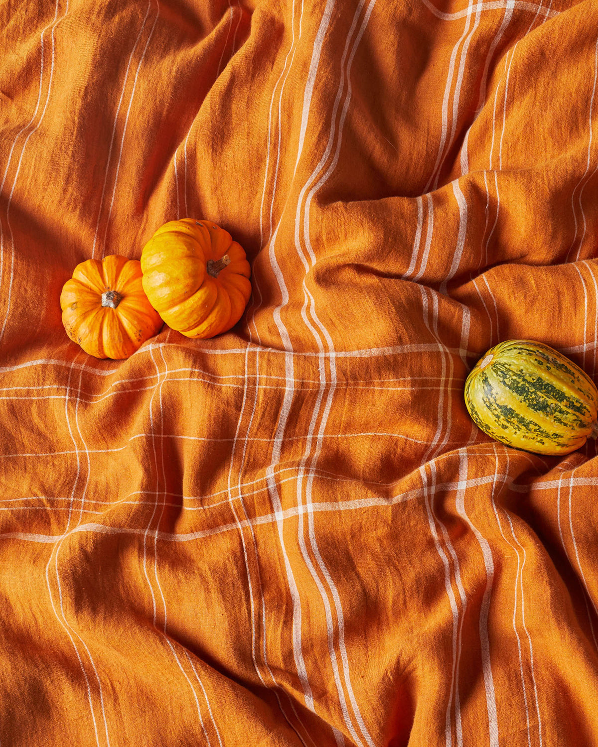 Santa Monica Pecan Tartan Linen Flat Sheet KING - Kip&Co