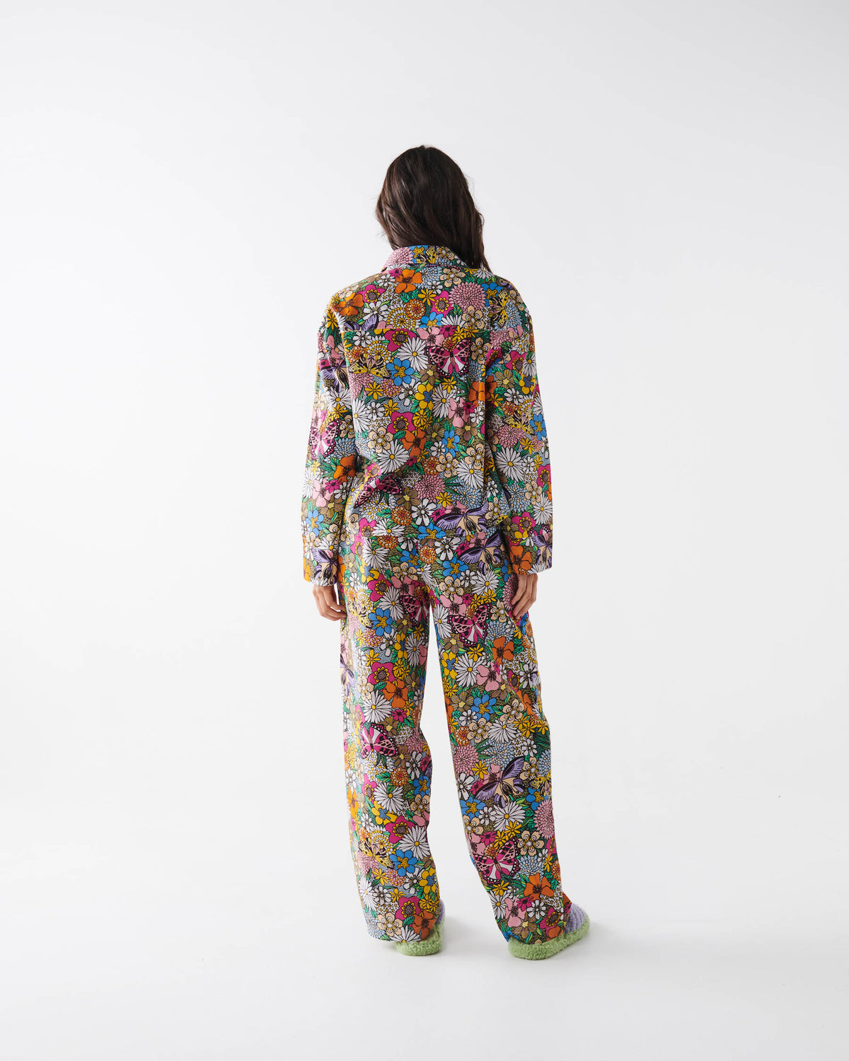 Bliss Floral Organic Cotton Long Sleeve Shirt & Pant Pyjama Set - Kip&Co