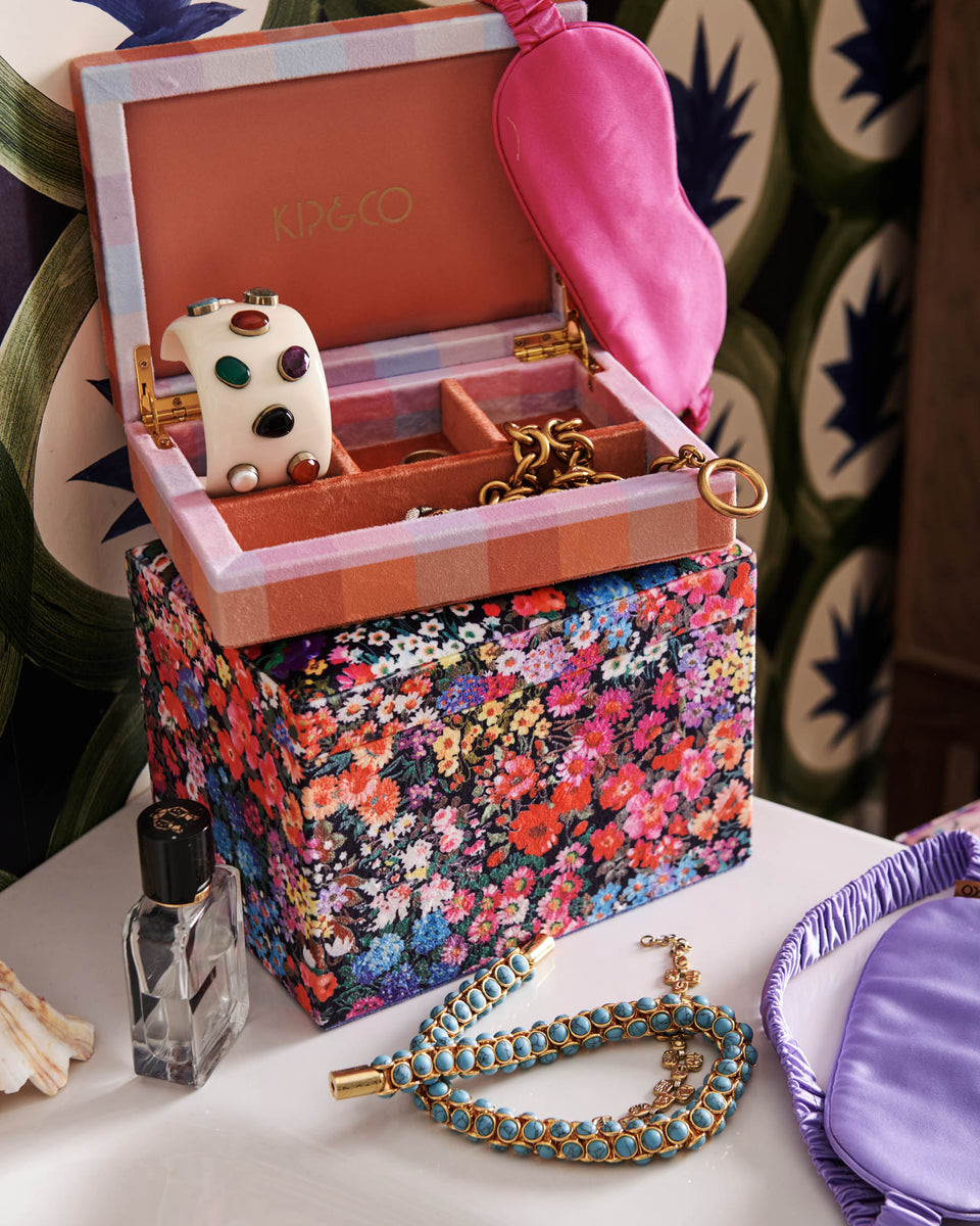 Forever Floral Black Large Velvet Jewellery Box - Kip&Co