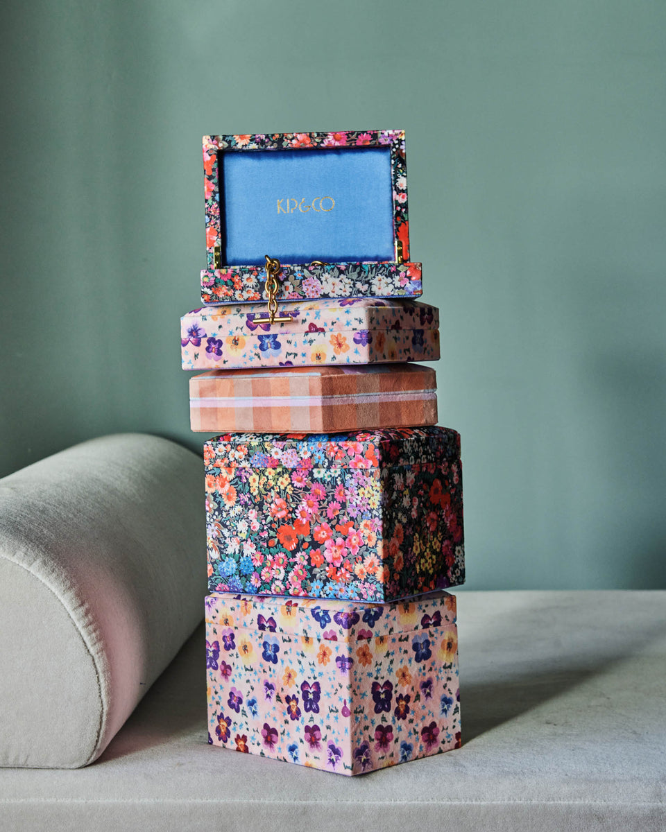 Forever Floral Black Large Velvet Jewellery Box - Kip&Co