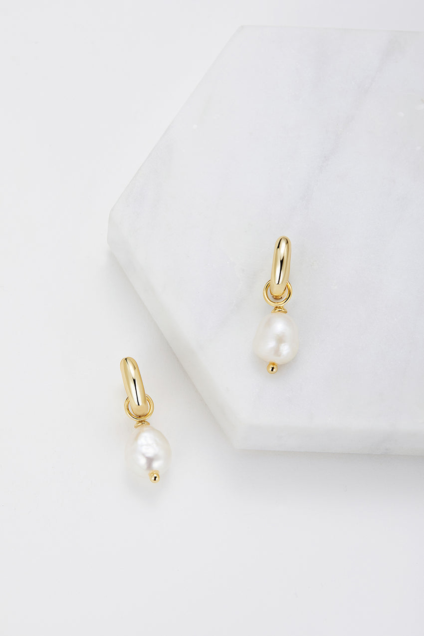 Charlie Mini Hoop Pearl Earring