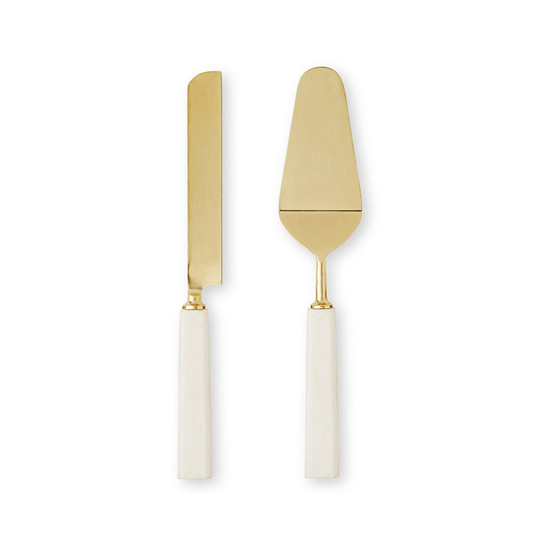 Aries Cream/Gold Cake Server Set - Madras Link