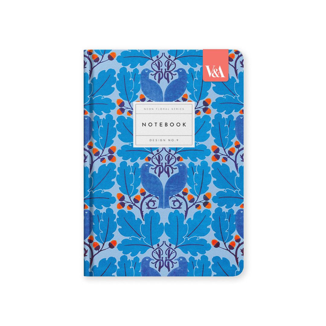 V & A Neon Floral BlueBirds A5 Notebook