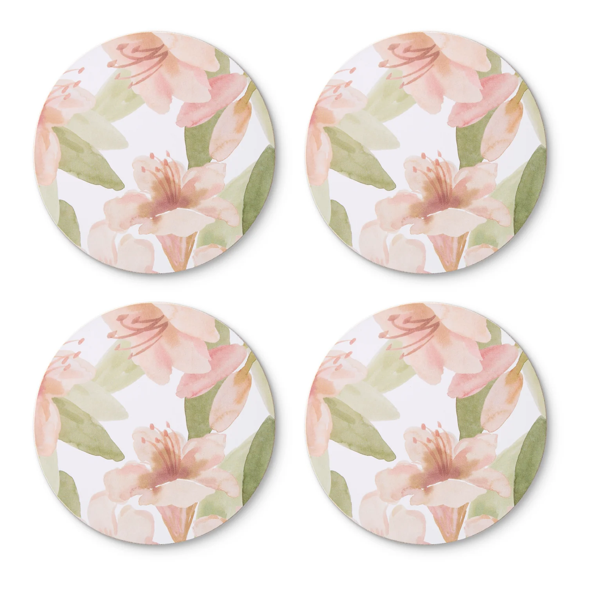 Rhododendron Round Hard Coaster Set 4